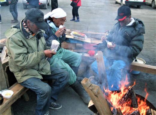 桜に囲まれた避難所生活のひとこま:2023/04/12 14:28